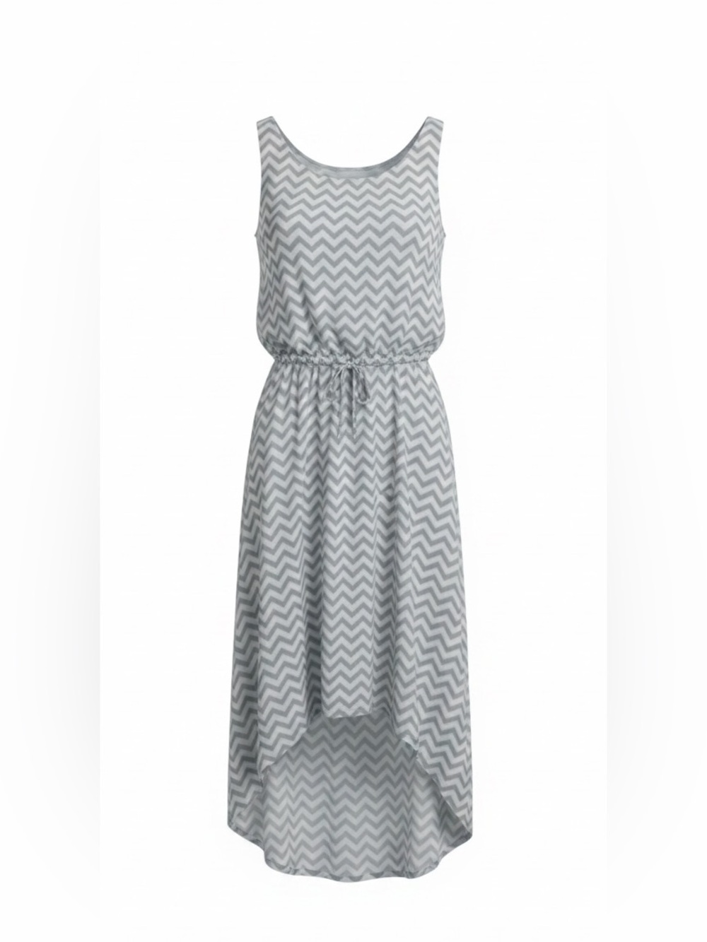 Nomadic Traders Grey Chevron Hi-Low Tank Dress with Drawstring